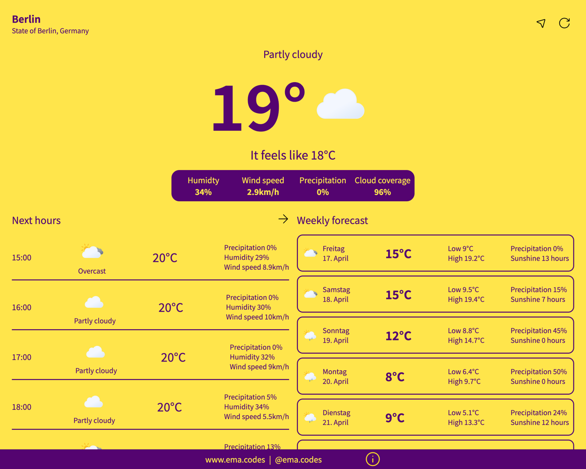 Ema's Minimal Weather app screenshot
